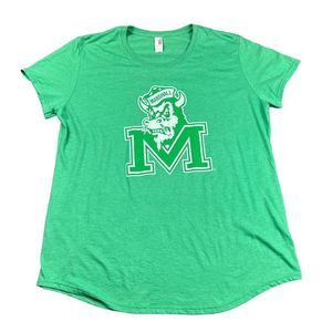 Anvil Marshall University Bison Logo T Shirt Womens XL Short Sleeve Green Tee